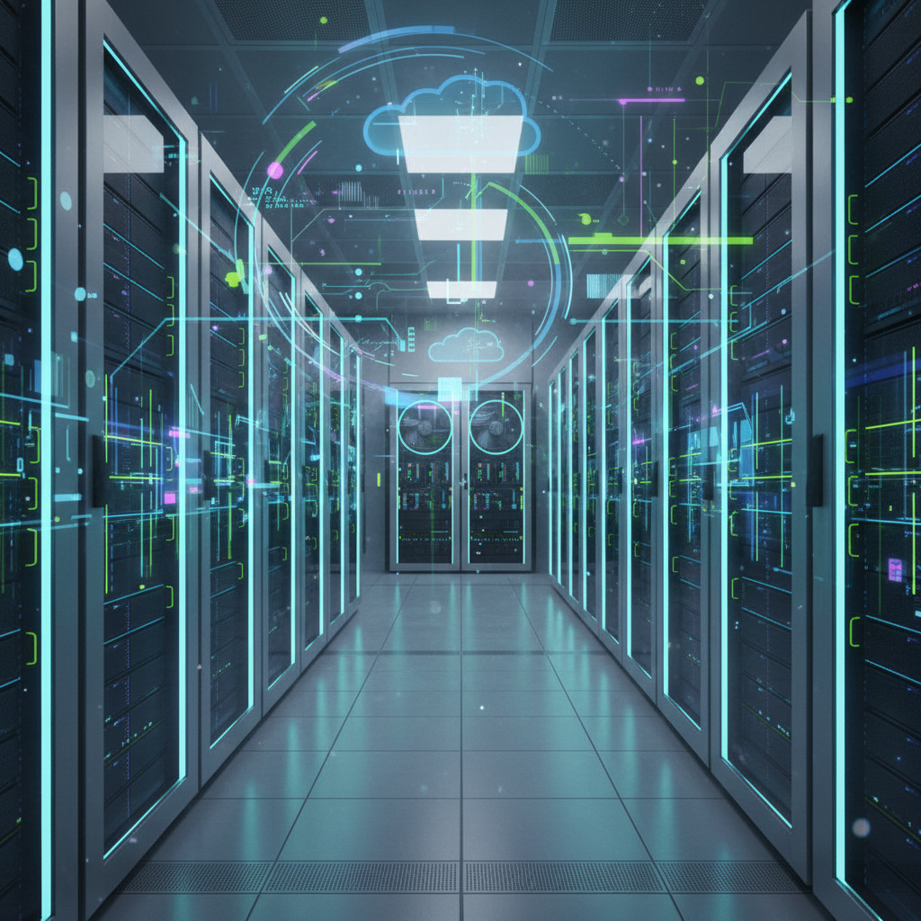 Duomenų centras ir serveriai palaikantys AI infrastruktūrą.