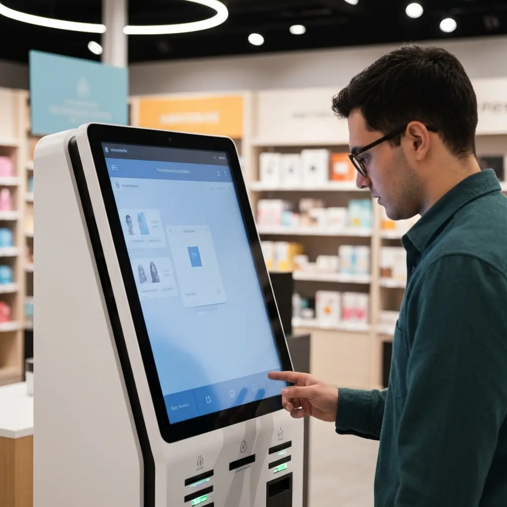 Parduotuvėje klientui siūlomos personalizuotos prekės per modernų kioską